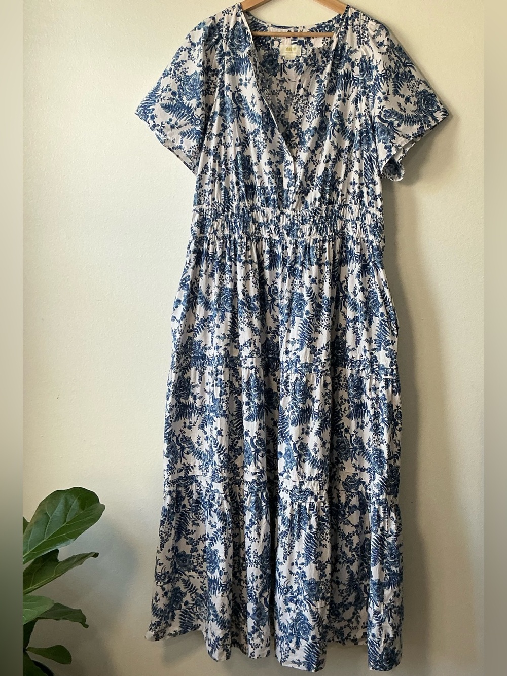 Anthropologie Maeve Smocked Floral Toile Tiered Dress 2X - Picture 2 of 16
